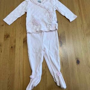 Petit Lem Baby Pink Ruffle Two-Piece Pajama Set